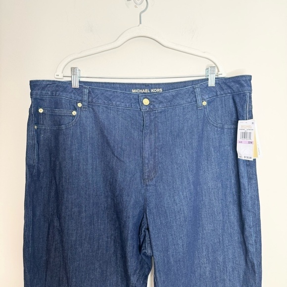 NWT MICHAEL Michael Kors Fold Over Crop Wide Gold Button Jean Size 22W - Picture 4 of 7